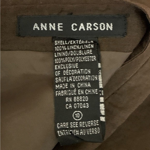 Anne Carson Brown Linen A-Line Skirt Embroidered - Picture 8 of 8